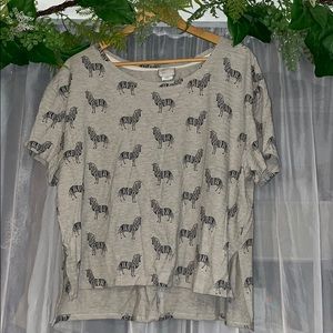 Anthropologie Zebra Print Hi-Lo Short Sleeve Tee
